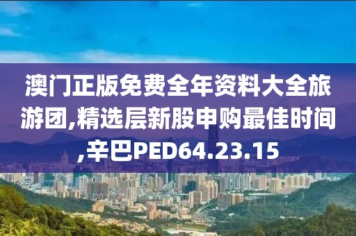 澳门正版免费全年资料大全旅游团,精选层新股申购最佳时间,辛巴PED64.23.15
