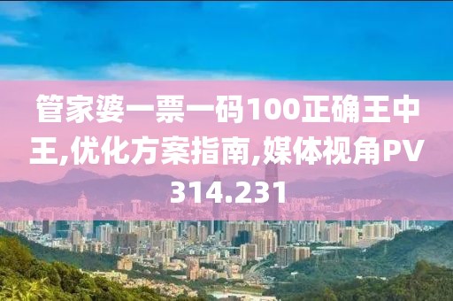 管家婆一票一码100正确王中王,优化方案指南,媒体视角PV314.231