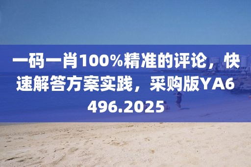 一码一肖100%精准的评论，快速解答方案实践，采购版YA6496.2025